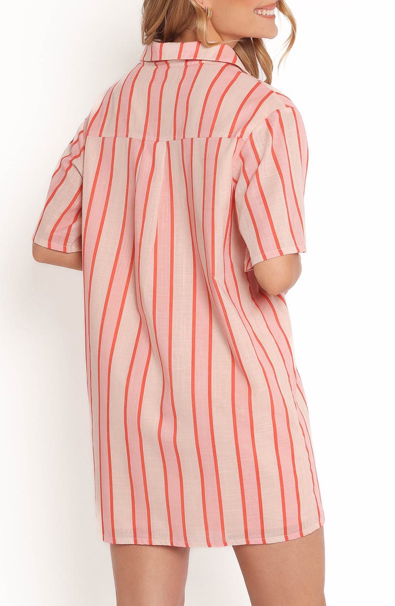 Petal & Pup Norah Stripe Cotton Mini Shirtdress, Alternate, color, Pink Stripe