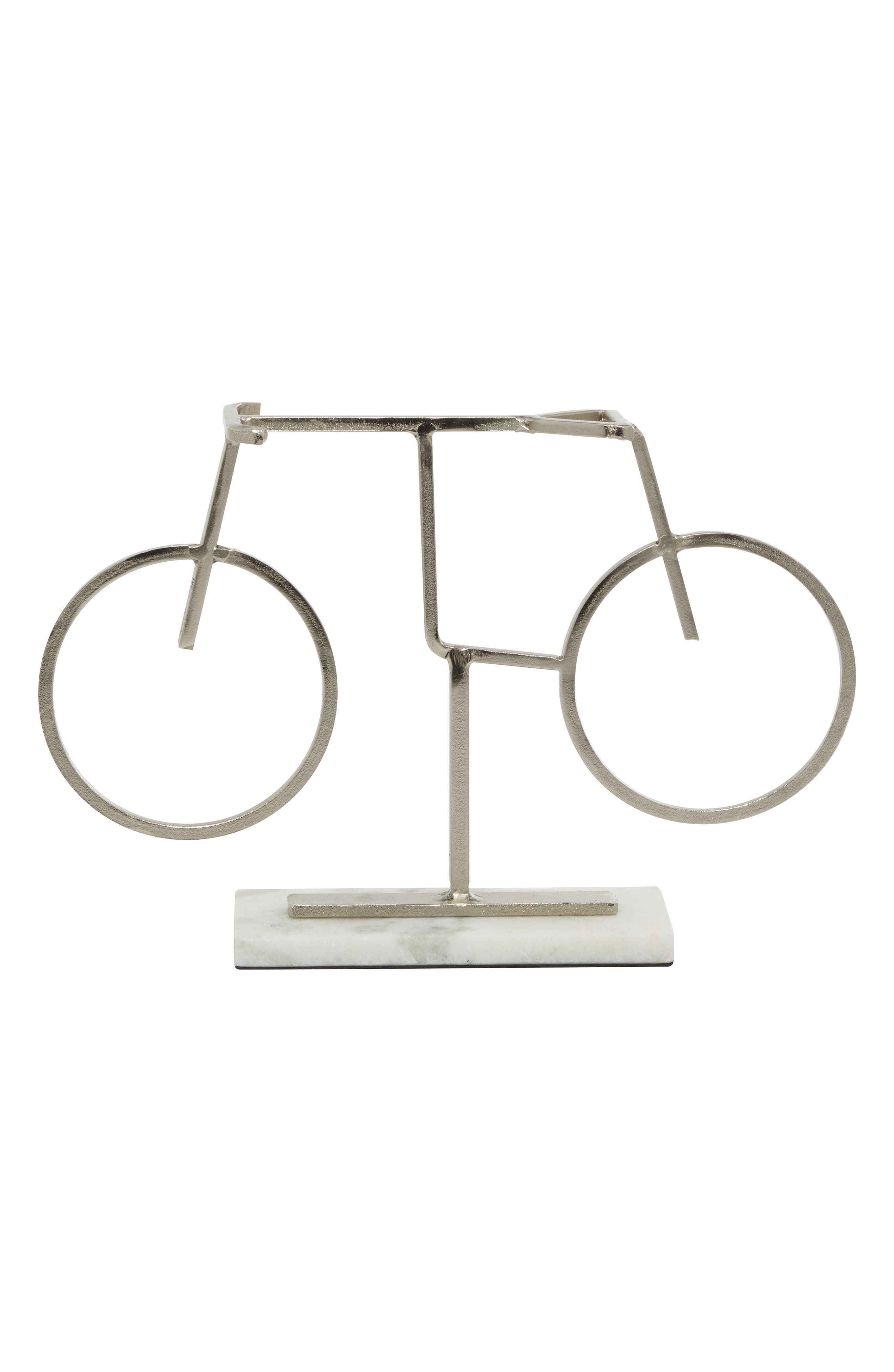 VIVIAN LUNE HOME Silvertone Metal Bike Sculpture with Marble Base