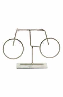 VIVIAN LUNE HOME Silvertone Metal Bike Sculpture with Marble Base