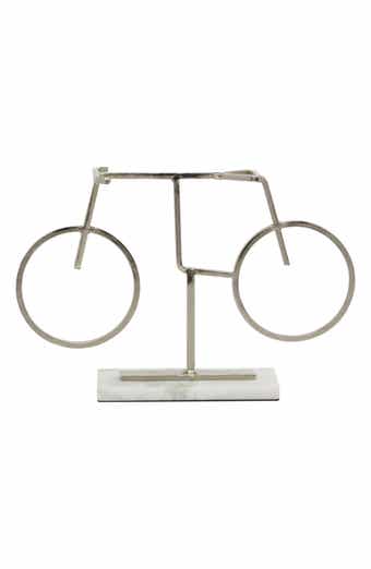 VIVIAN LUNE HOME Silvertone Metal Bike Sculpture with Marble Base