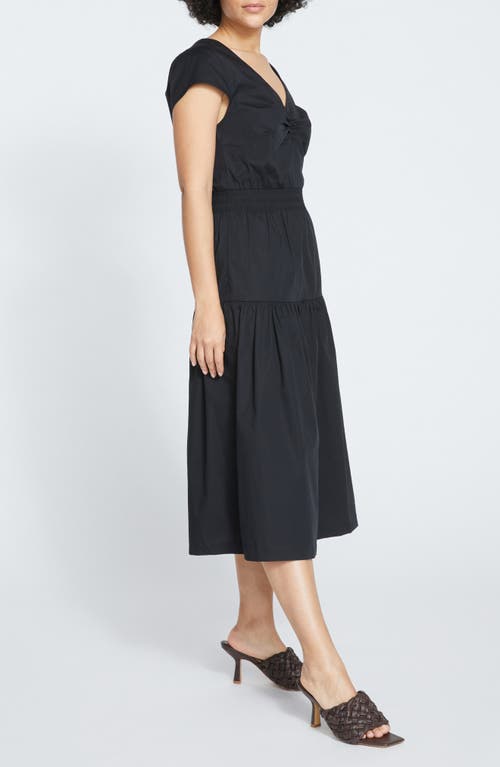 Universal Standard Ambroeus Smocked Tiered Stretch Poplin Cocktail Dress In Black