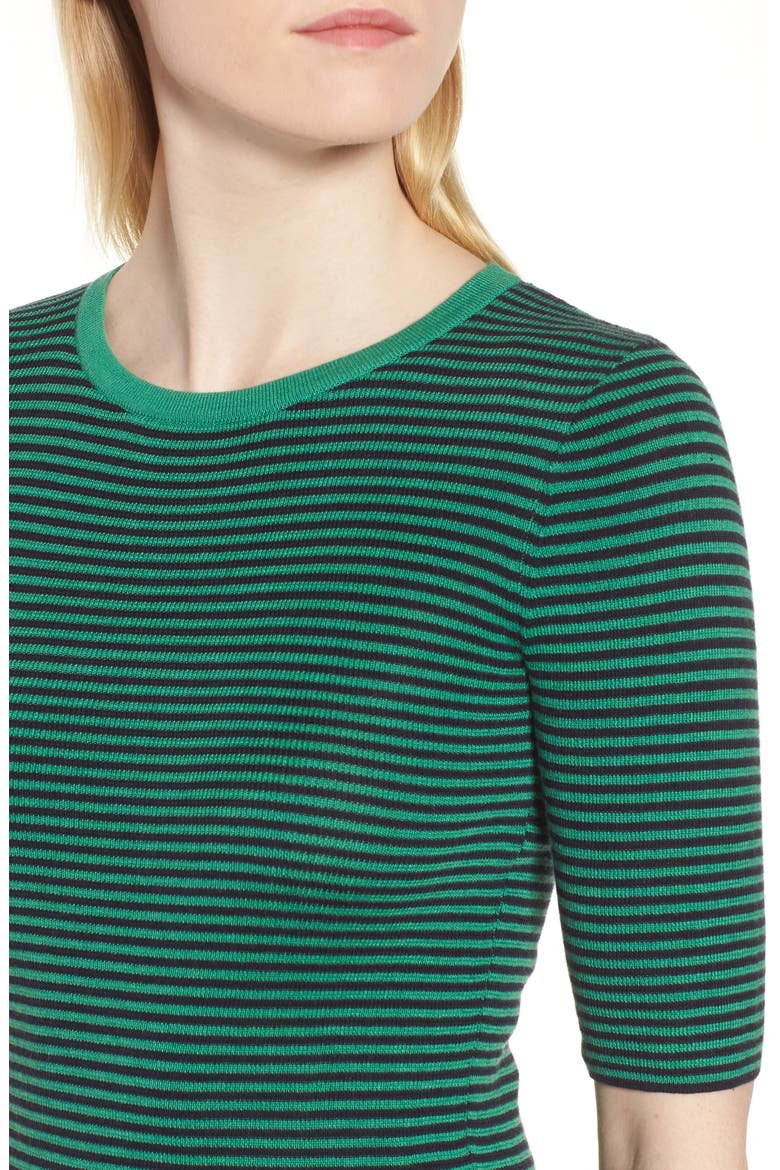 Stripe Crewneck Sweater, Alternate, color, GREEN CLOVER- NAVY STRIPE