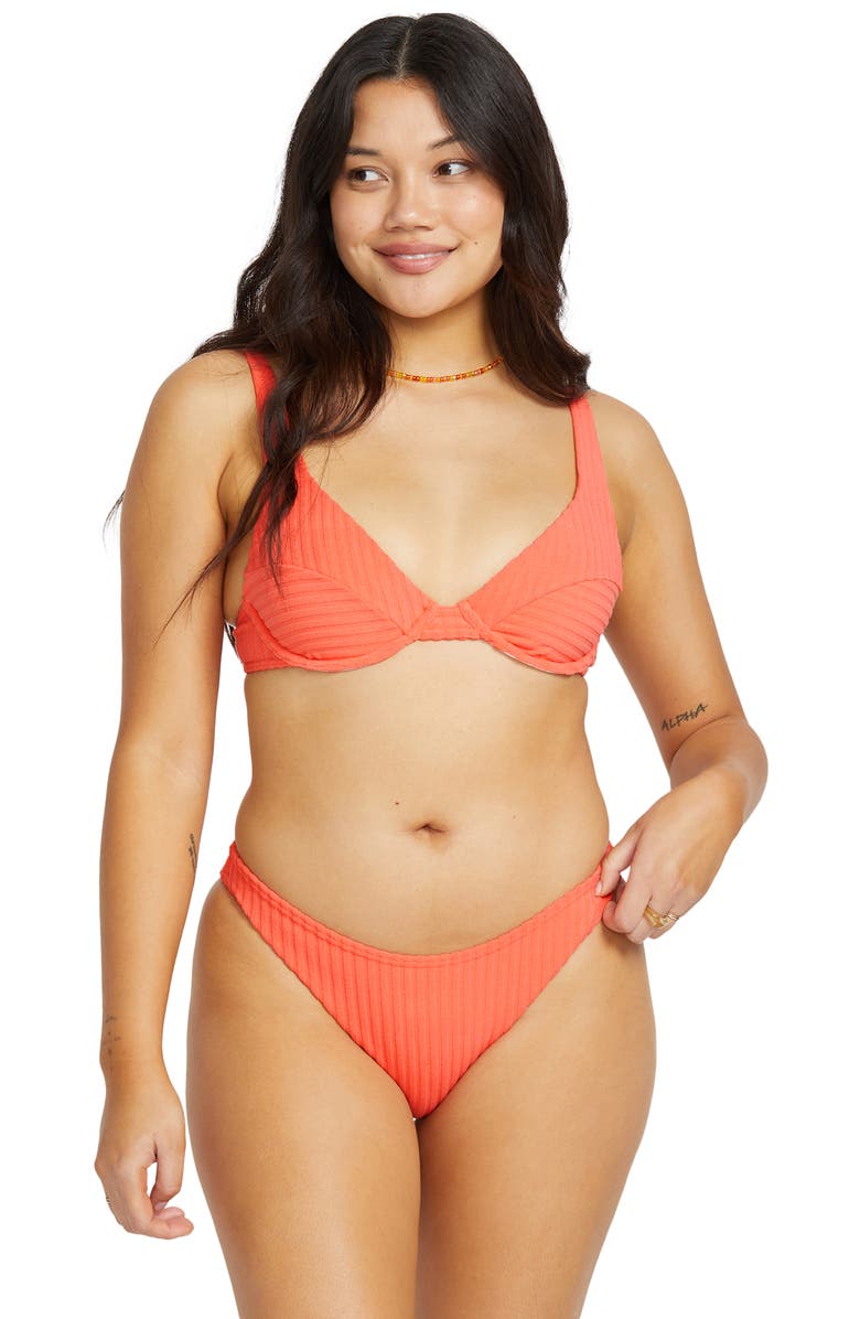 Billabong In the Loop Marina Underwire Bikini Top, Alternate, color, Papaya