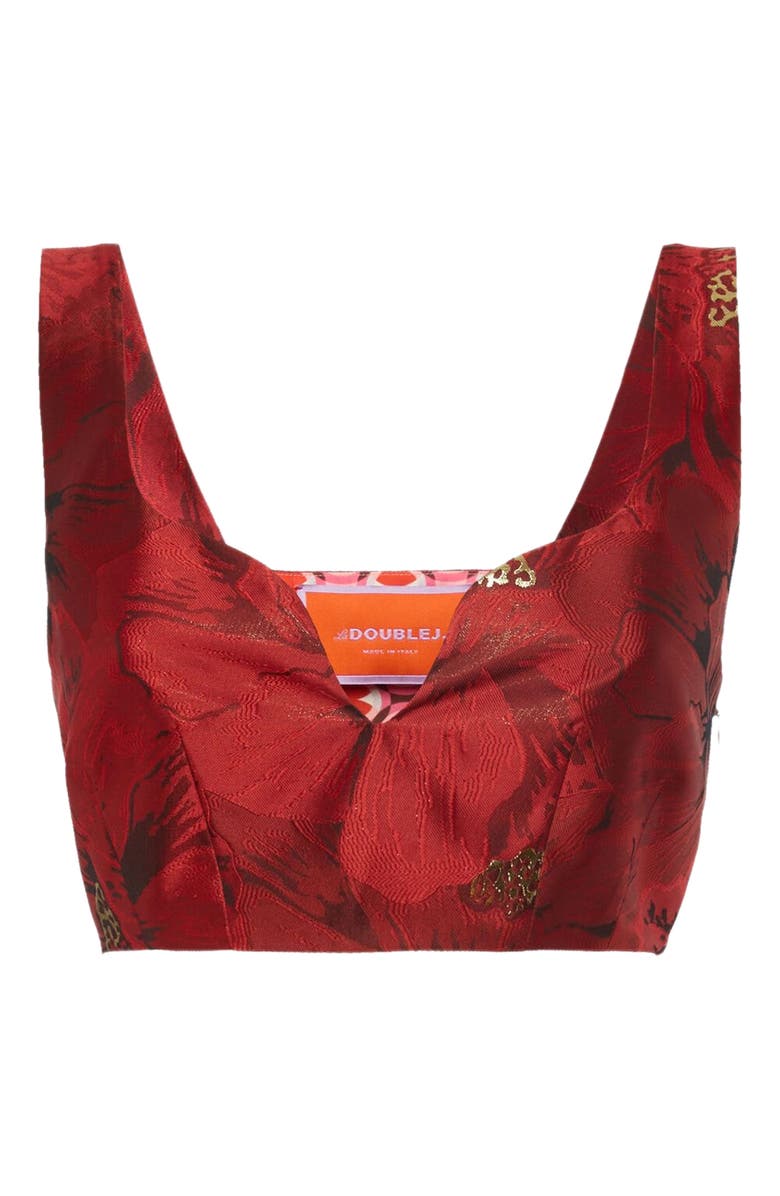 La DoubleJ Baia Crop Top Jacquard Ruby Red, Alternate, color, Jacquard Ruby Red
