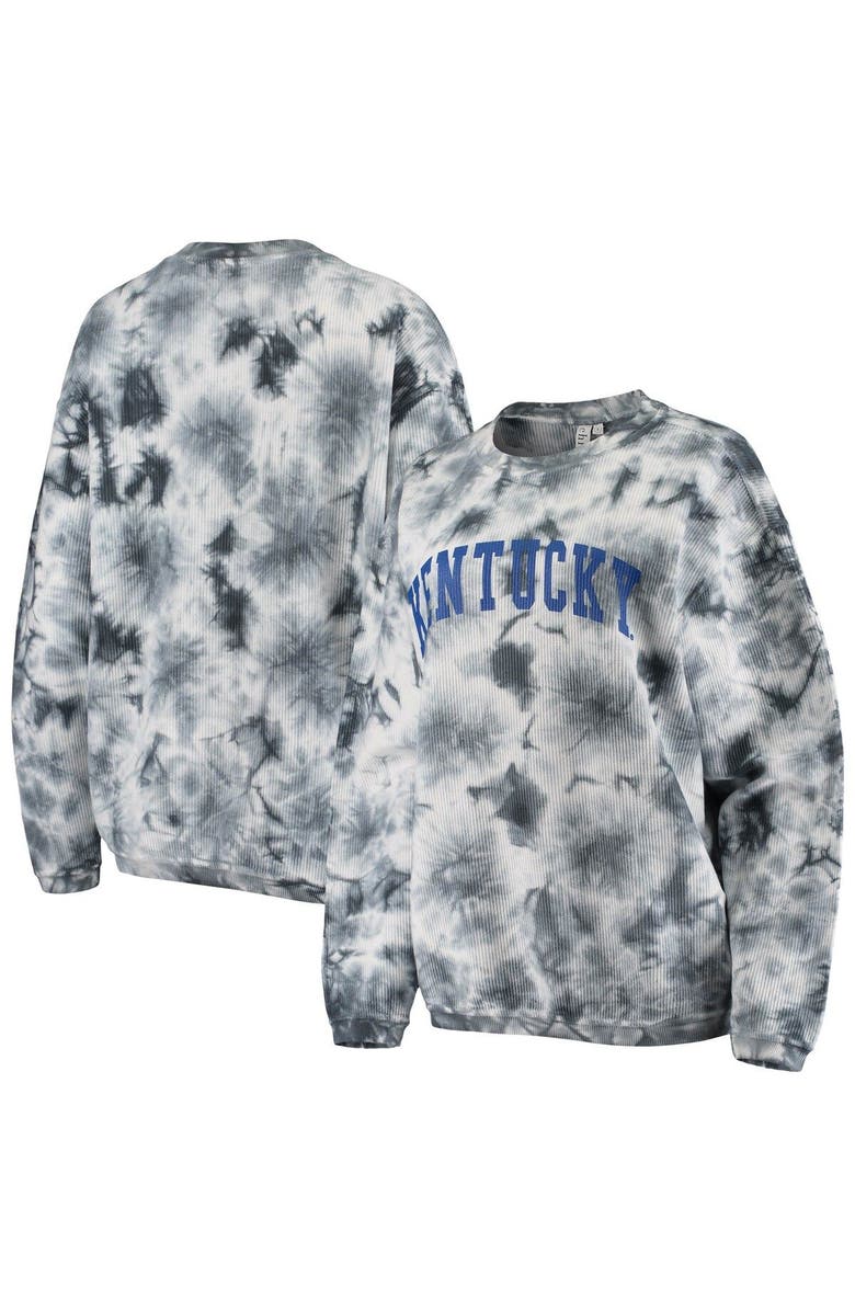 CHICKA-D Women's chicka-d White/Charcoal Kentucky Wildcats Tie Dye Corded Pullover Sweatshirt, Main, color,