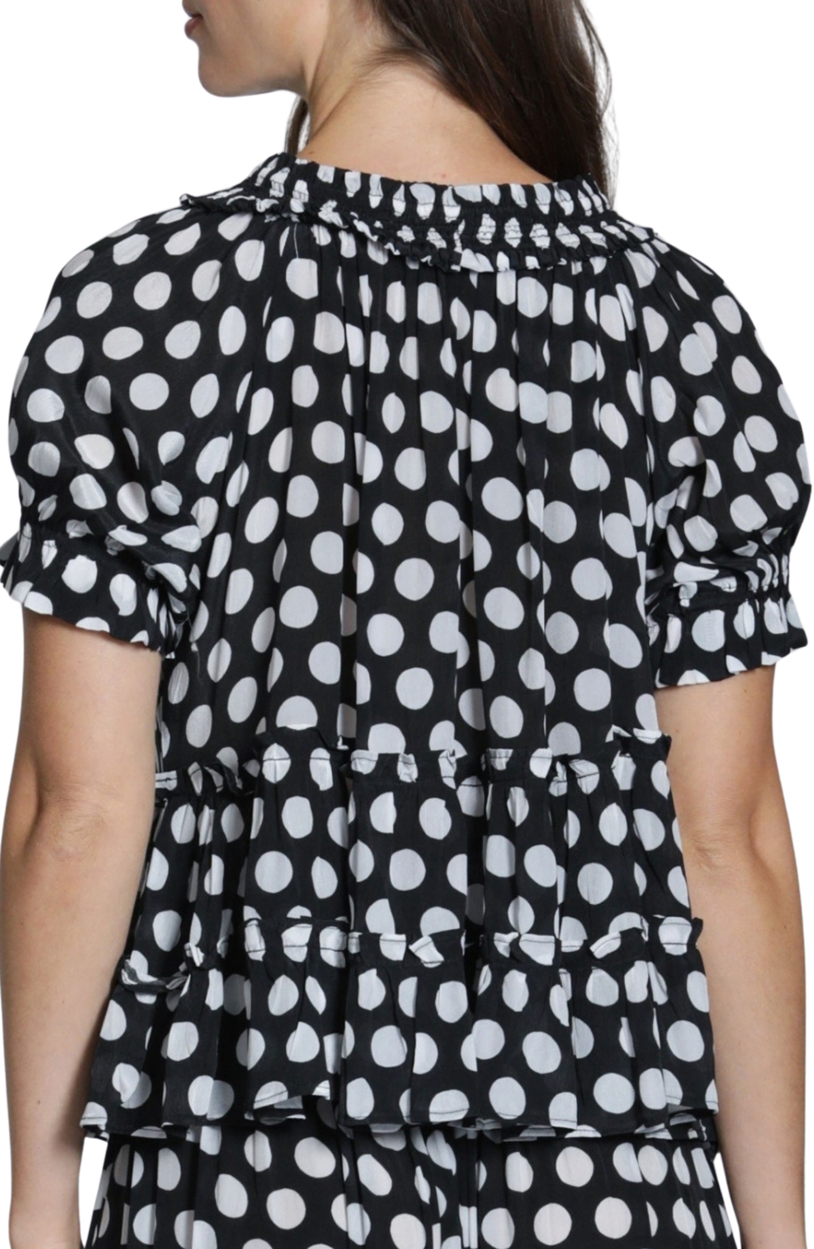 Tiered Ruched Tie Neck Top - image 2