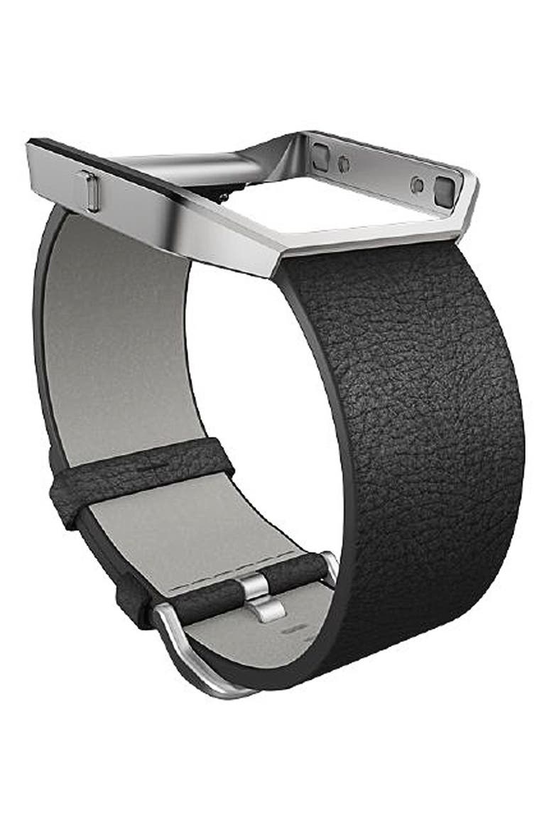 Blaze Leather Smart Watch Band, Main, color, BLACK