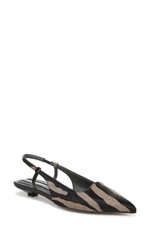 Palmira Slingback Genuine Calf Hair Pointed Toe Flat (Women)