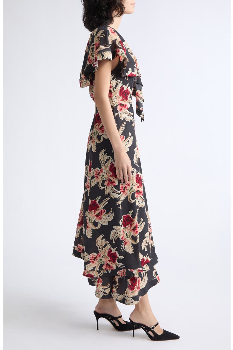 Antonetta Floral Tiered Midi Dress, Alternate, color, OBSIDIAN MULTI