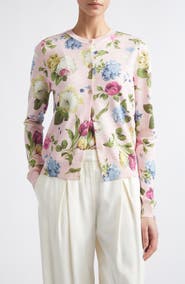 Carolina Herrera Long Sleeve Crewneck Cardigan