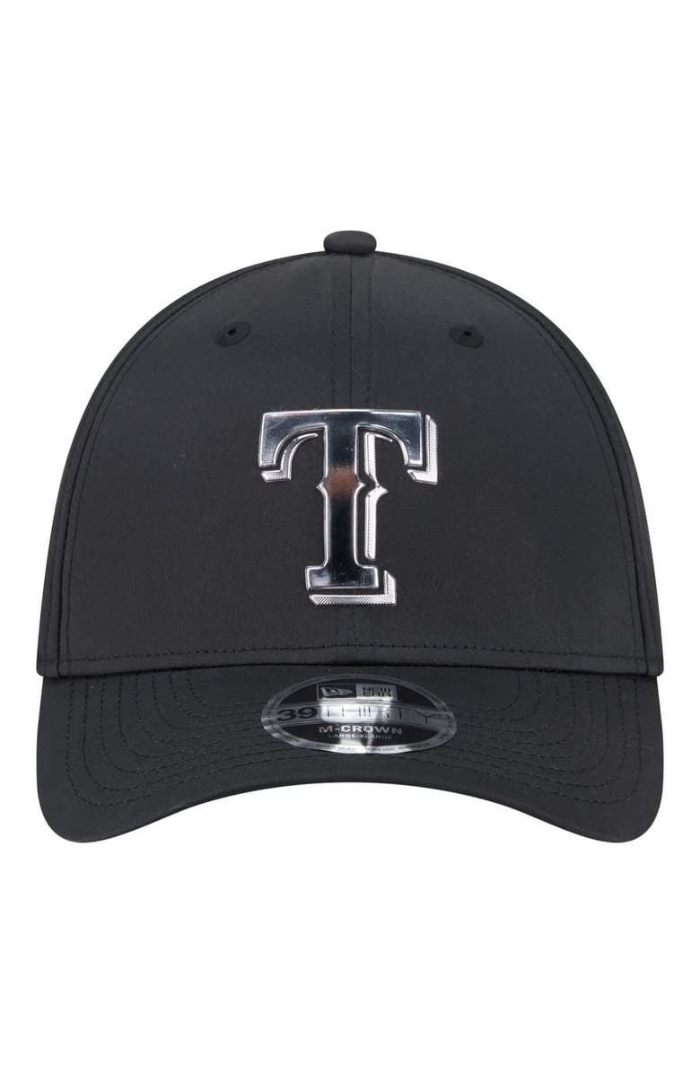 New Era Men's New Era Black Texas Rangers Metallic 39THIRTY M-Crown Flex Hat, Alternate, color, Black