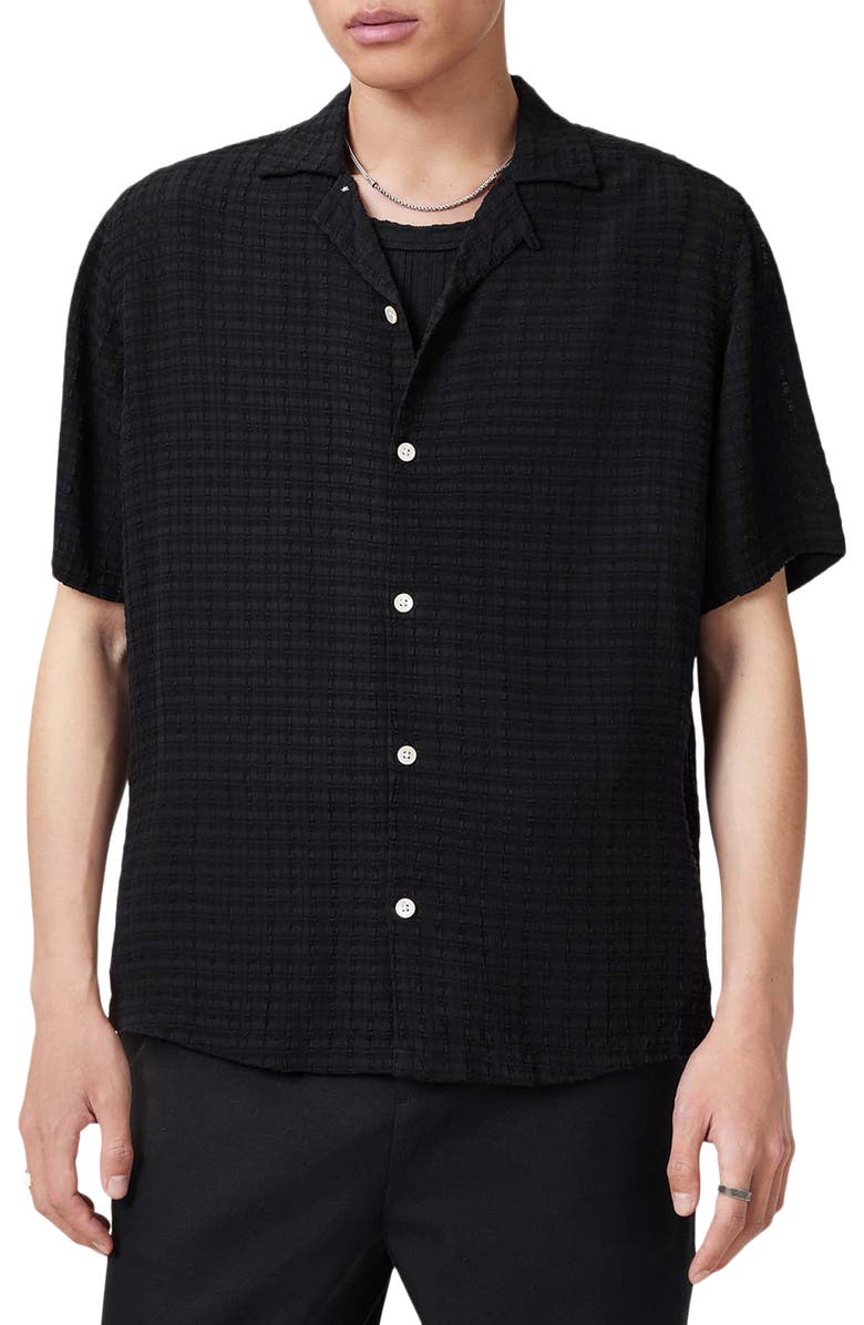 AllSaints Madin Seersucker Camp Shirt, Main, color,