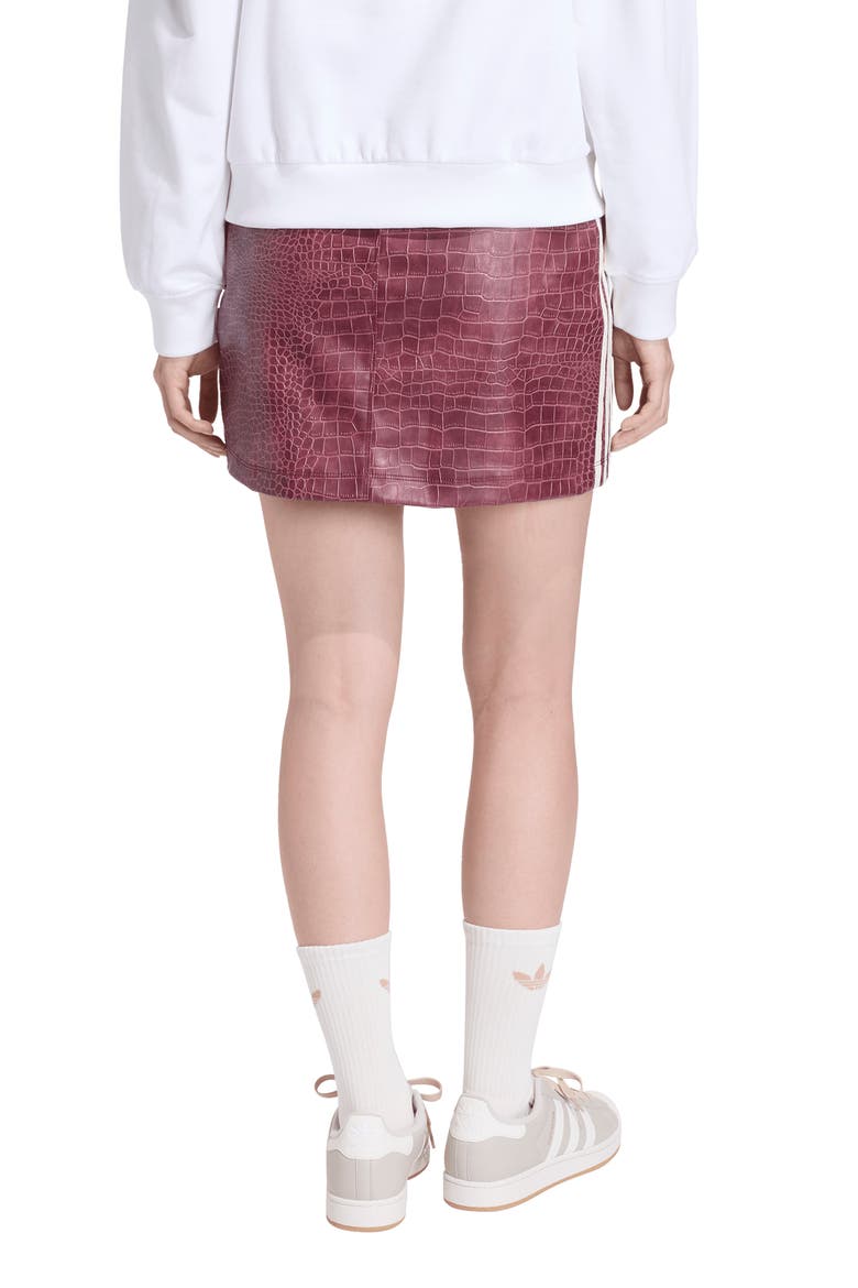 Croc Embossed Faux Leather Miniskirt, Alternate, color, MAROON