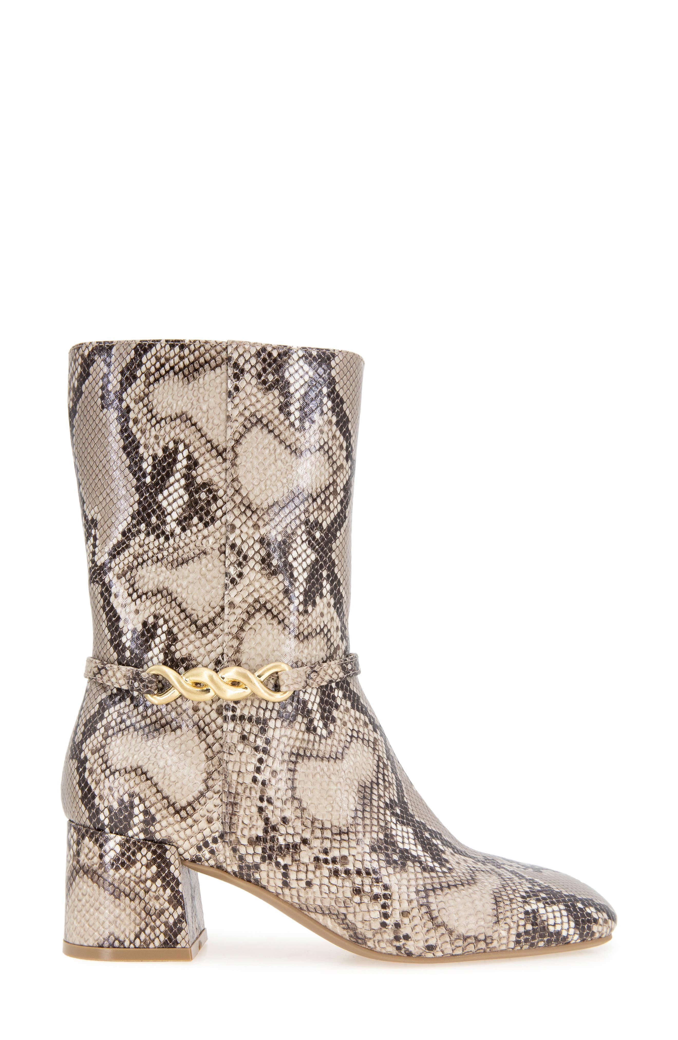 Reaction Kenneth Cole Lacey Block Heel Boot, Alternate, color, Natural Snake