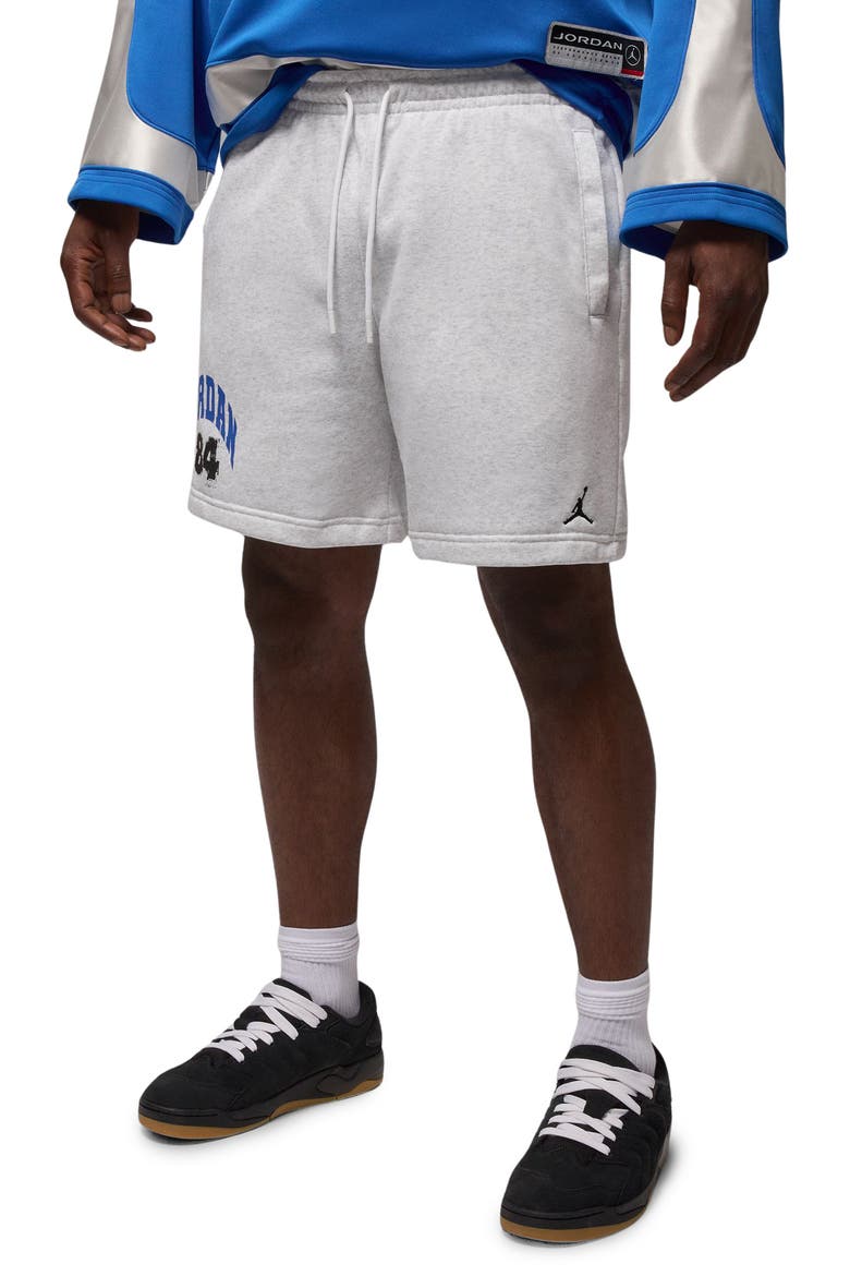 Collegiate Fleece Shorts, Main, color, BIRCH HEATHER/ BLACK