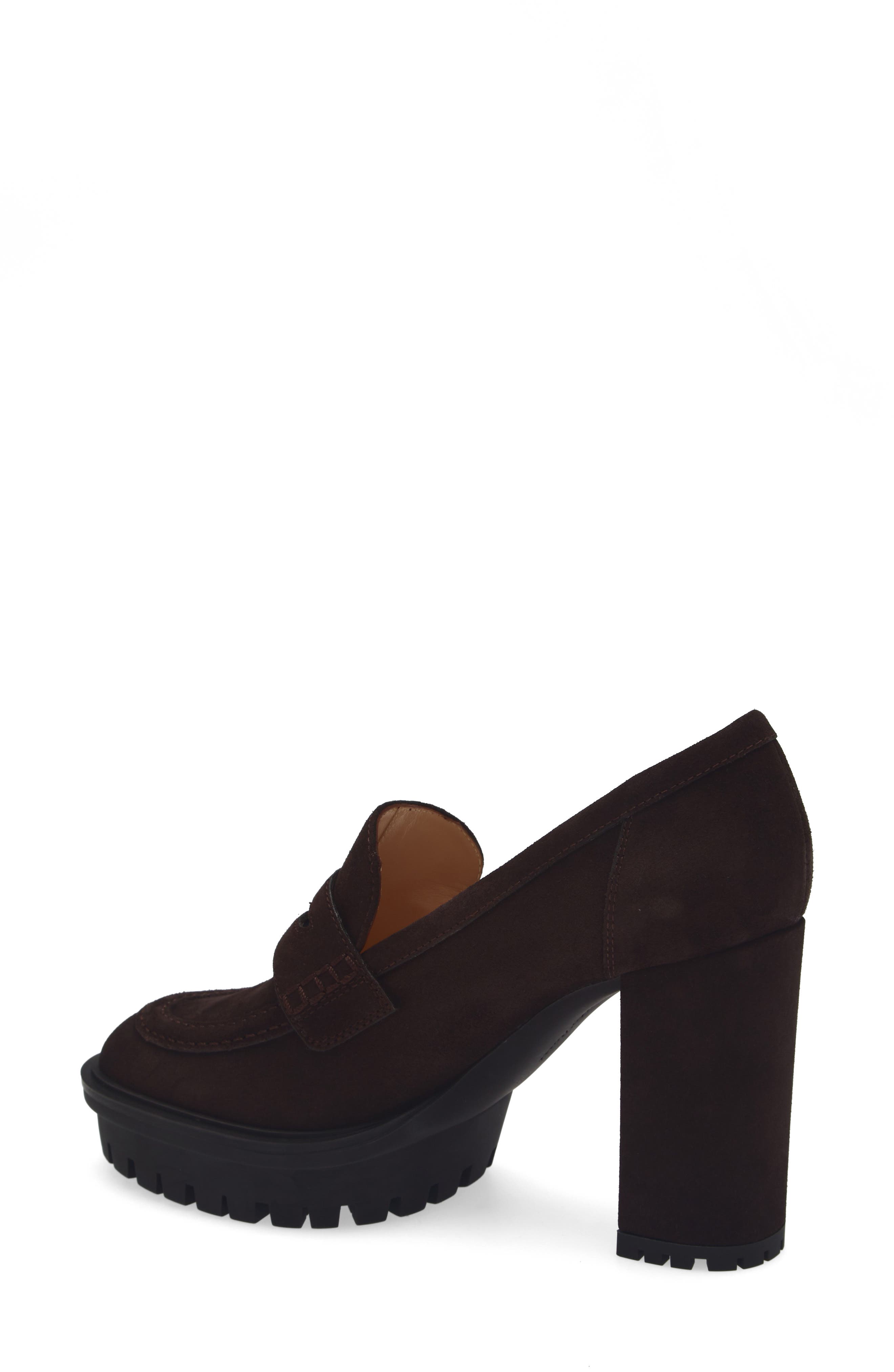 Gianvito Rossi Platform Loafer Pump, Alternate, color, Moka