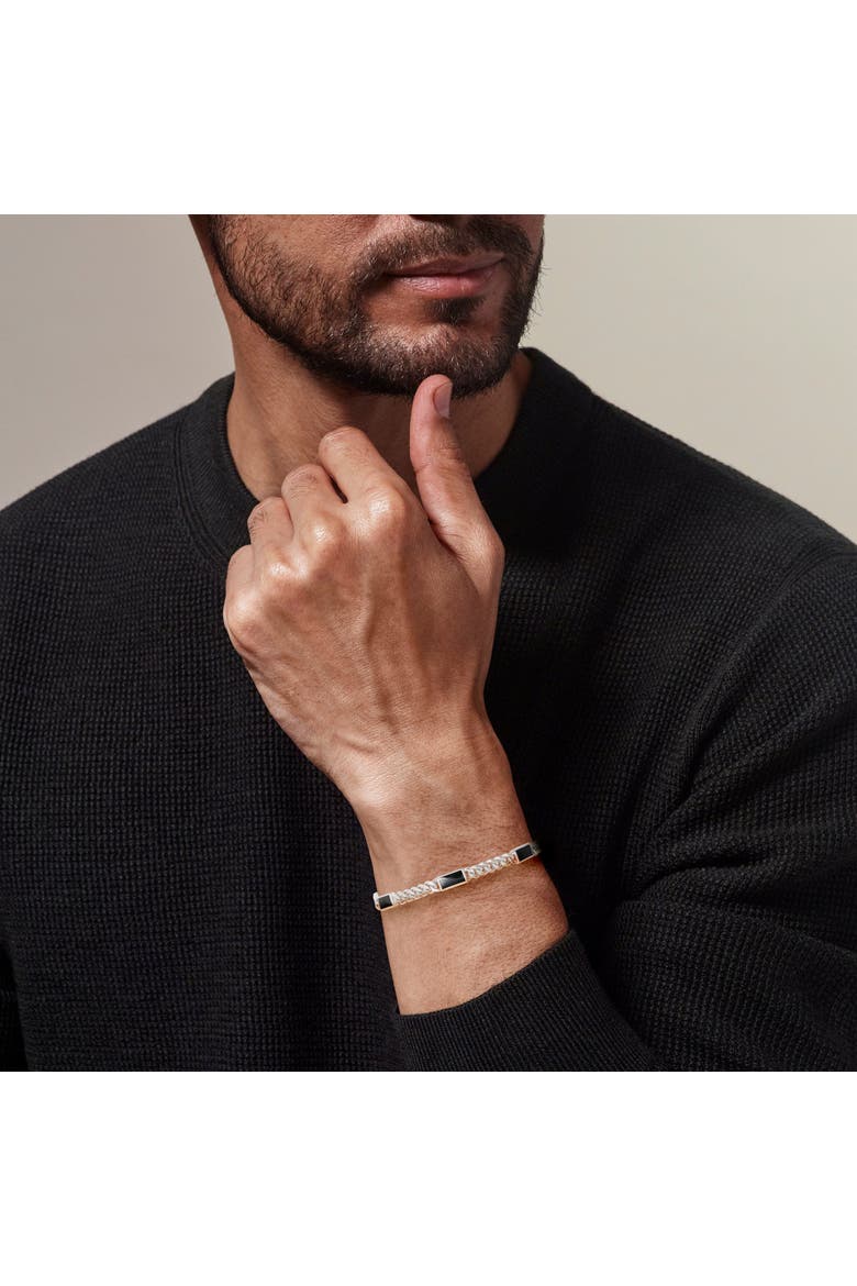 Dash-5 Curb Sterling Bracelet, Alternate, color, Black