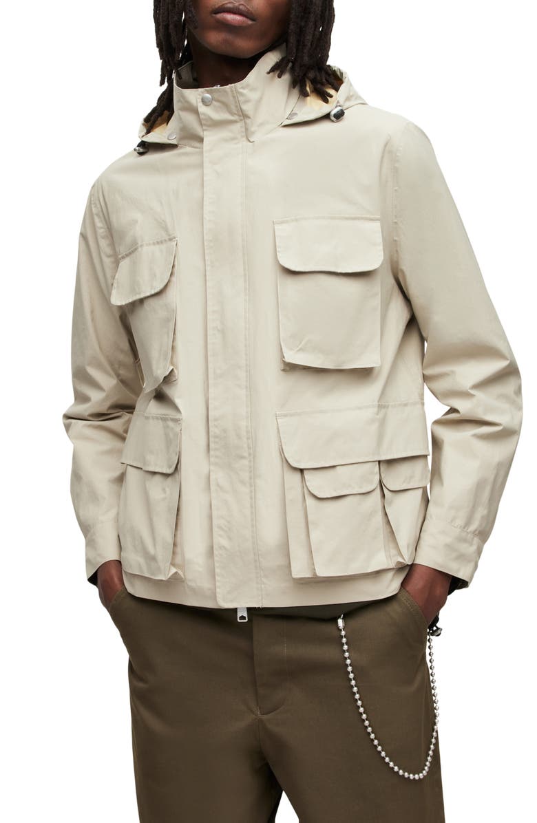 AllSaints Maso Lightweight Tech Water Repellent Jacket, Main, color, Stone / Buttercream