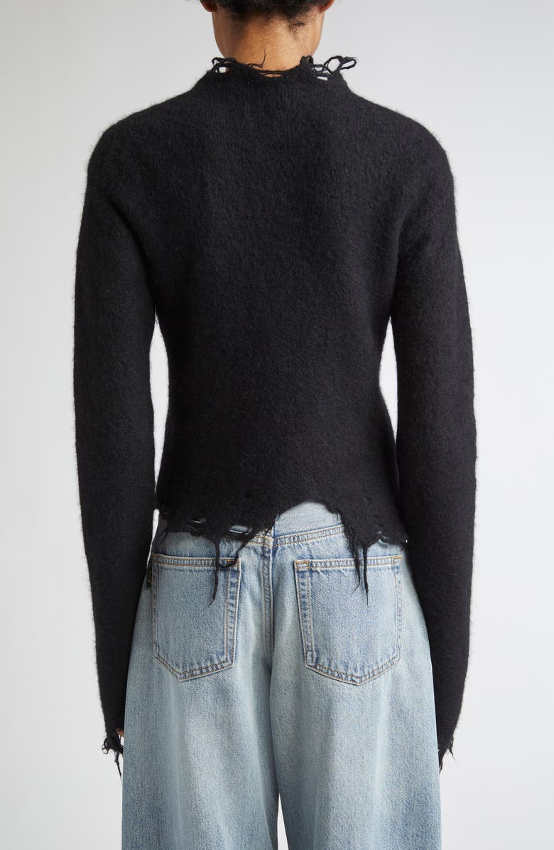 Haikure Jill Frayed Alpaca & Wool Blend Cardigan, Alternate, color, Black