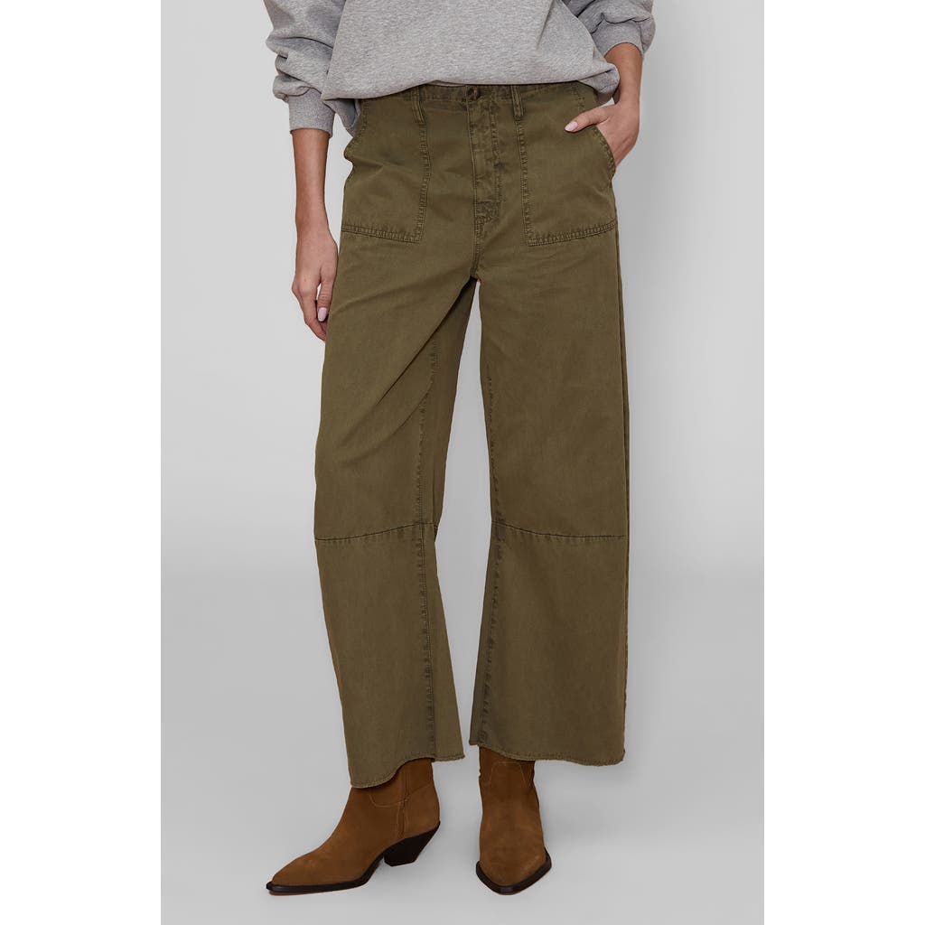 Le Jean Utility Barrel Leg Pants in Olive Green