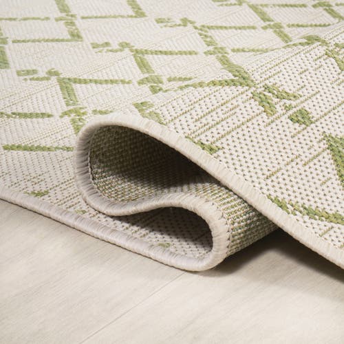 Jonathan Y Ourika Moroccan Geometric Textured Weave Indoor/outdoor Area Rug In Cream/green