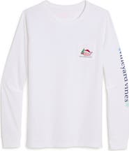 vineyard vines Santa Holiday Whale Cotton Long Sleeve Graphic T-Shirt