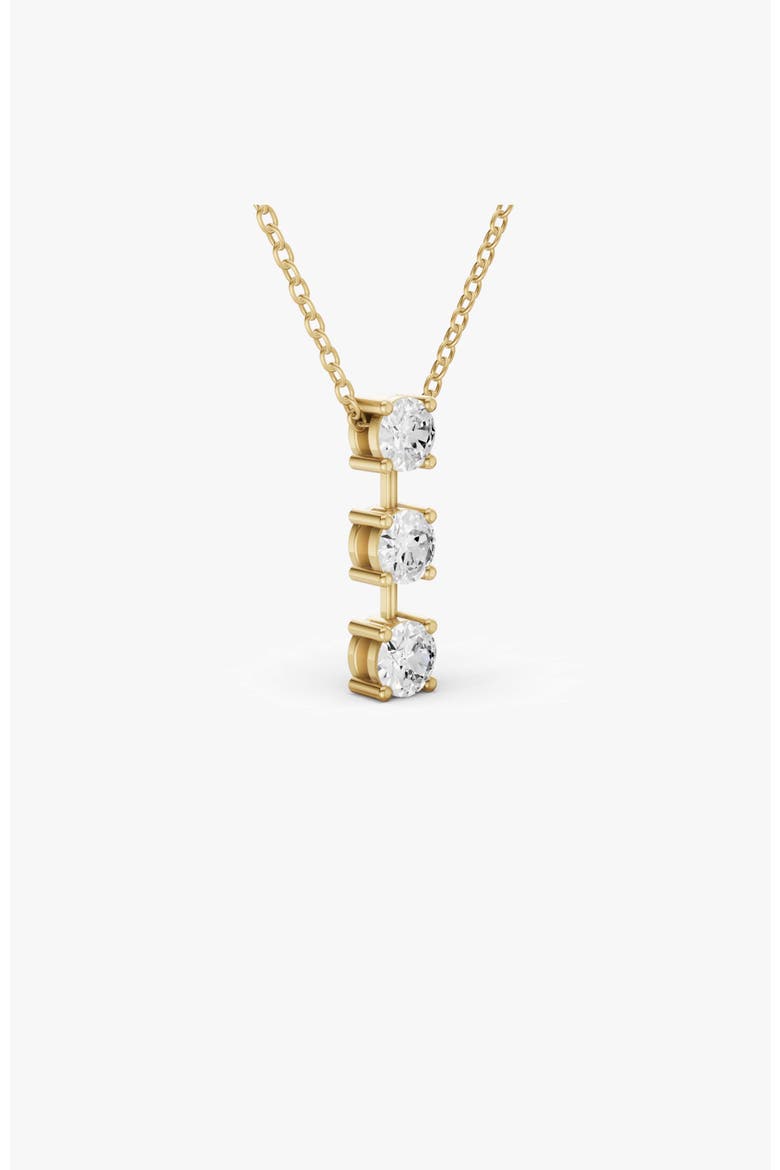 10K Gold 0.5 ct Round Lab Grown Diamond Three Stone Bar Pendant, Alternate, color, Yellow Gold