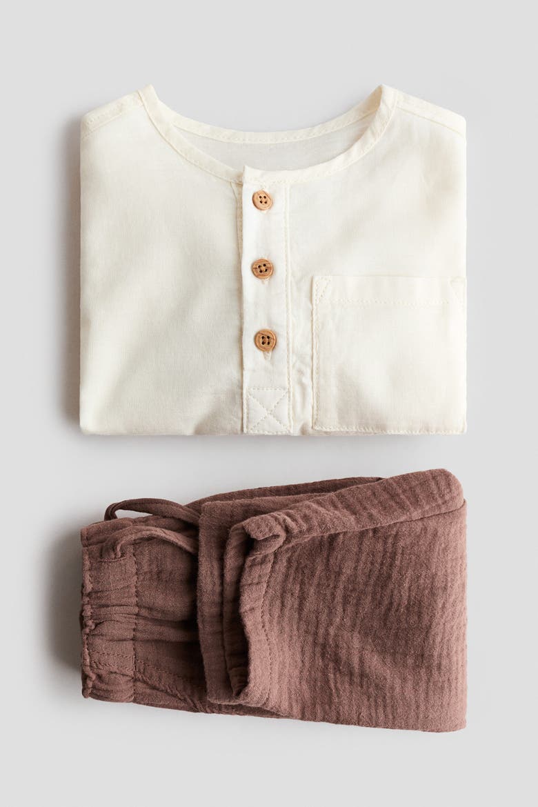 2-piece Cotton Set, Alternate, color, Brown/white