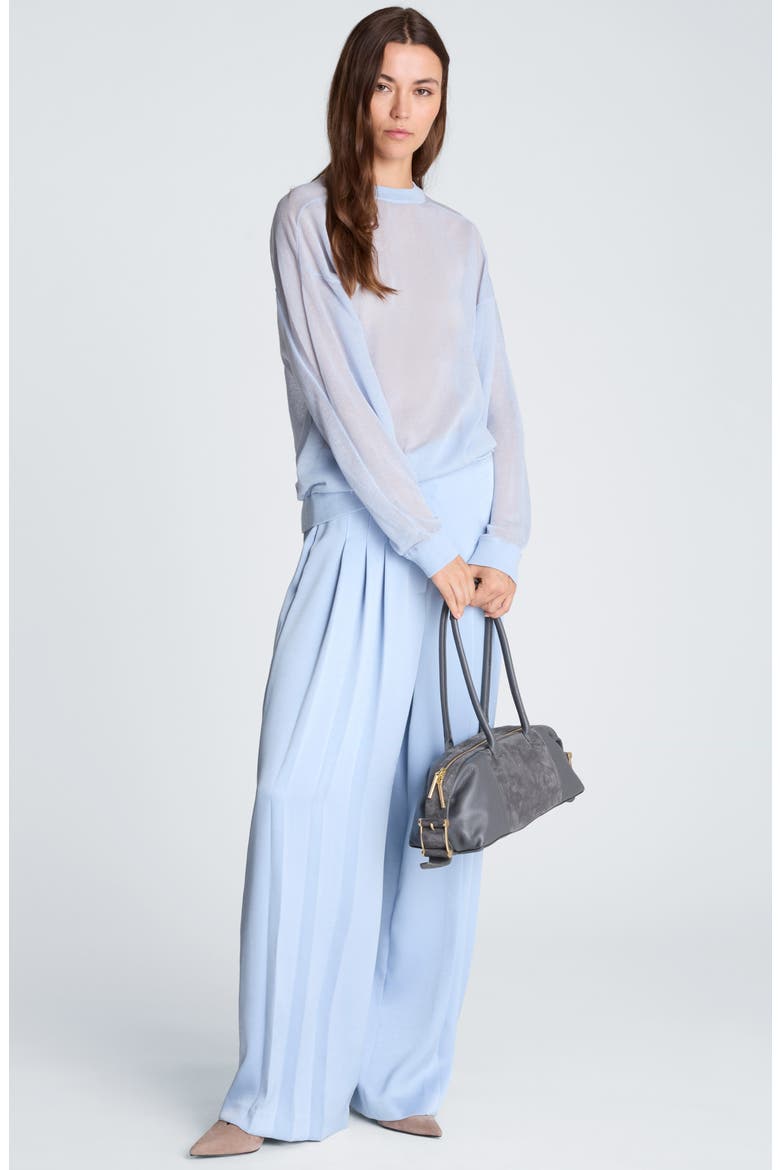 Sheer Crewneck Sweater, Alternate, color, SERENE BLUE