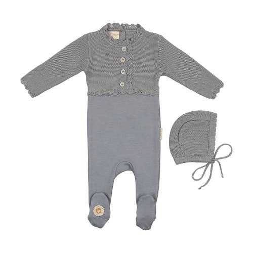 Shop Mon Tresor Bebe Mock-cardigan Gift Set In Slate Blue