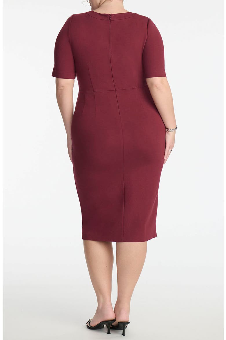 Workwear Side Button Sheath Midi Dress, Alternate, color, TAWNY PORT