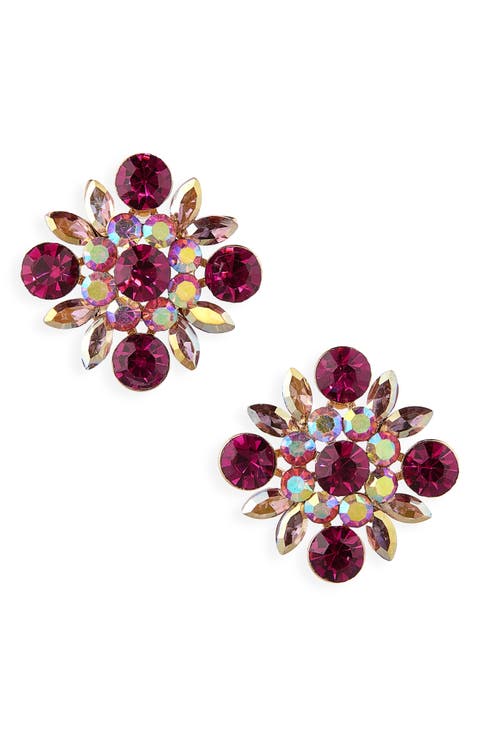 Crystal Flower Stud Earrings