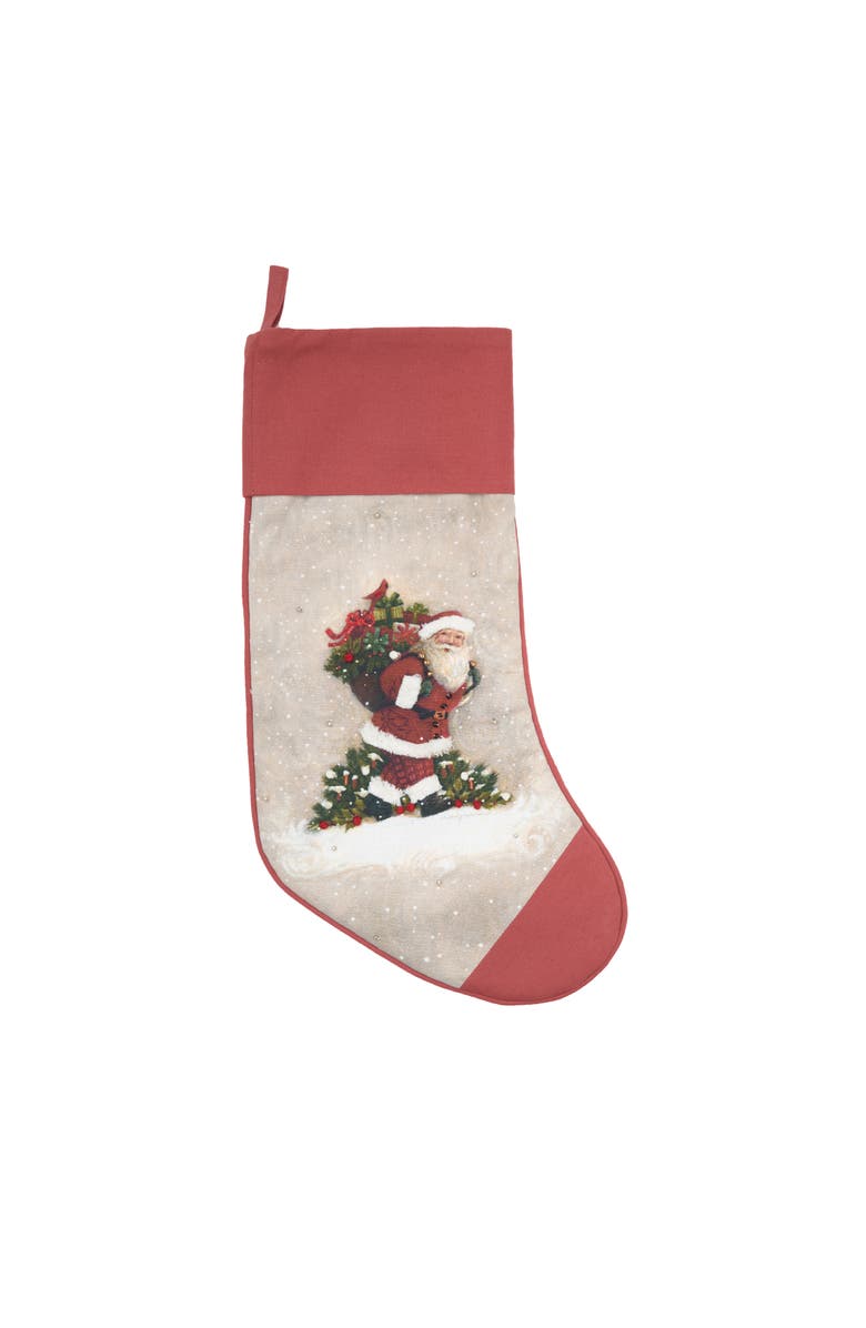 C&F Home Woodland Santa Stocking, Main, color, Red