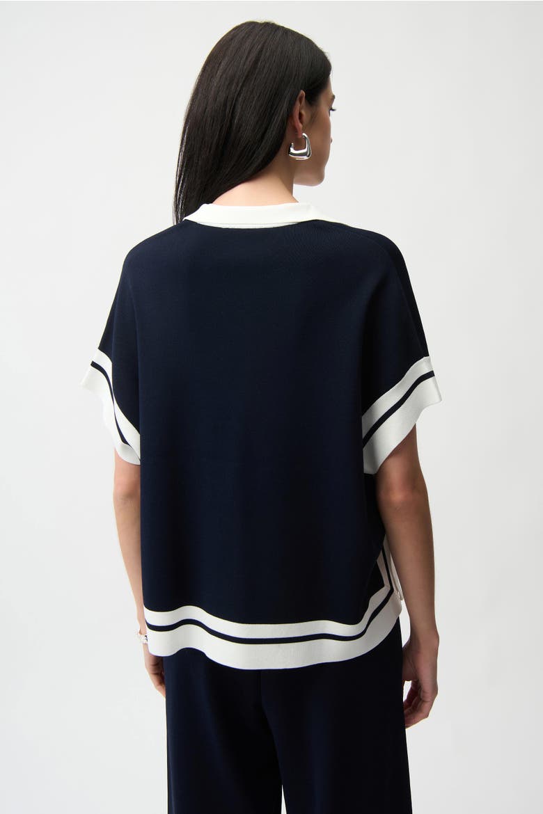 Viscose Blend Boxy Sweater With Stripe Detail, Alternate, color, Midnight Blue/Vanilla