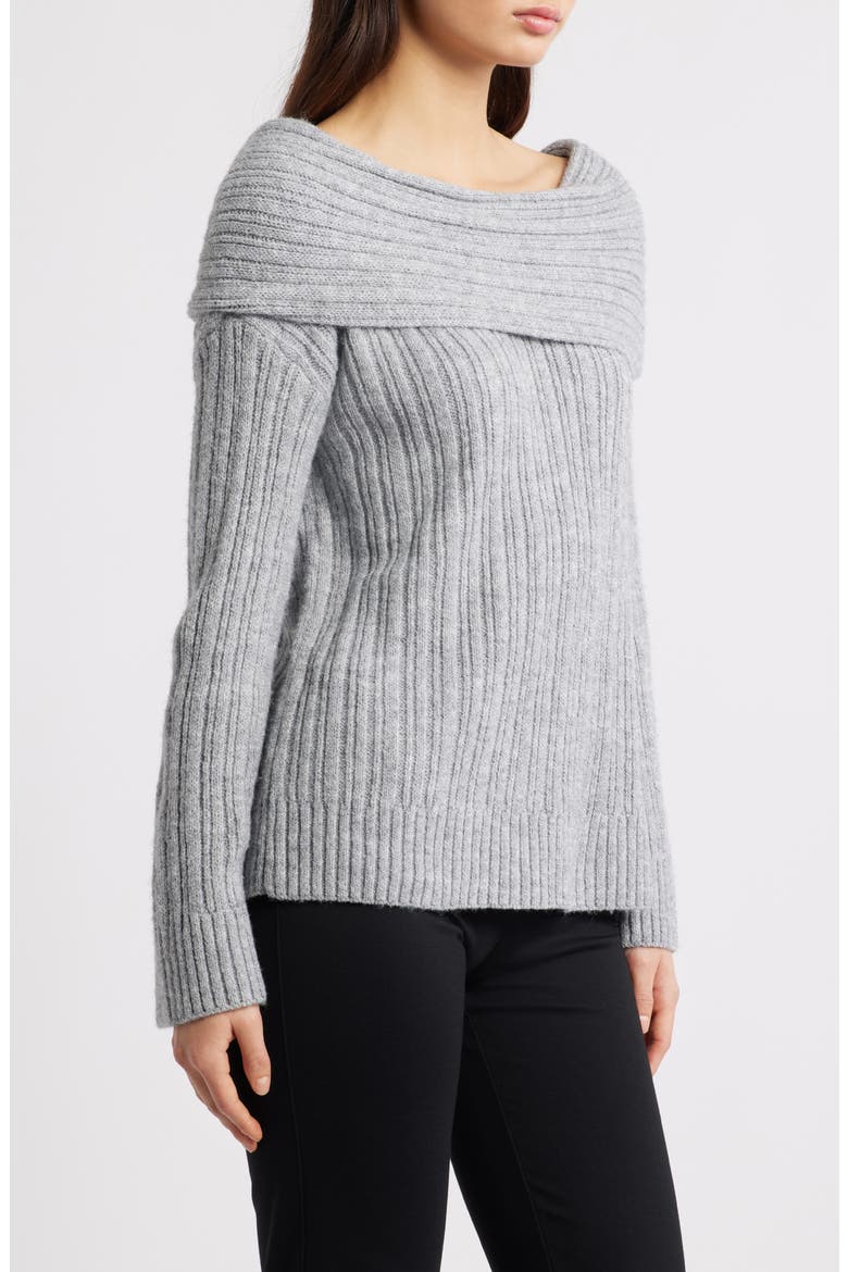 Snowie Off the Shoulder Sweater, Alternate, color, GREY