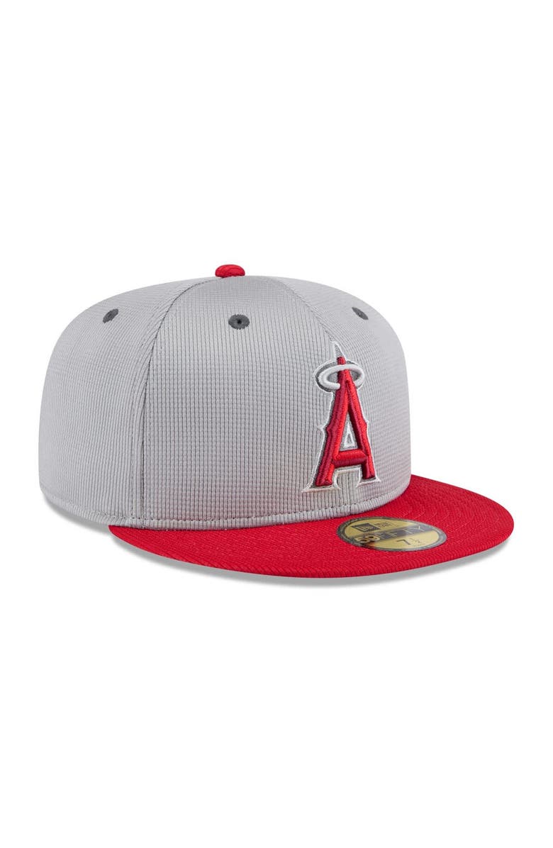 New Era Men's New Era Gray/Red Los Angeles Angels 2025 Batting Practice 59FIFTY Fitted Hat, Alternate, color, Gray