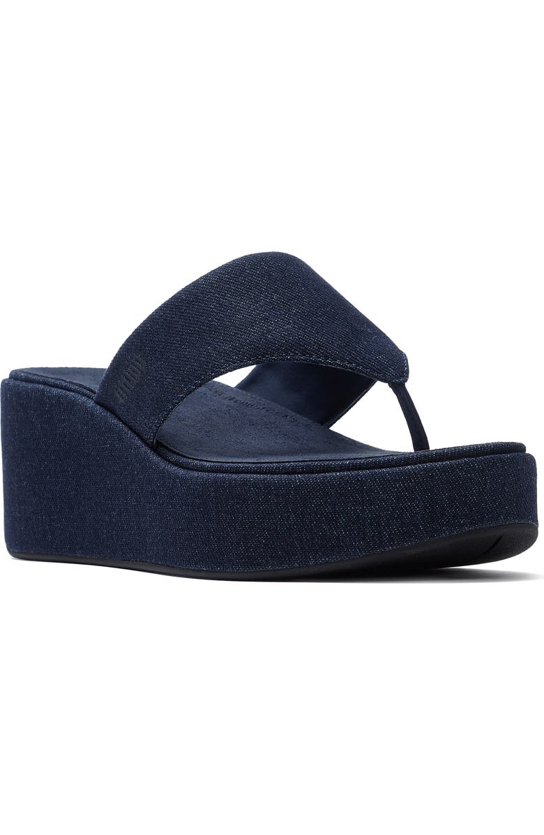 FitFlop Platfforms Denim Wedge Toe-Post, Main, color, Dark Denim