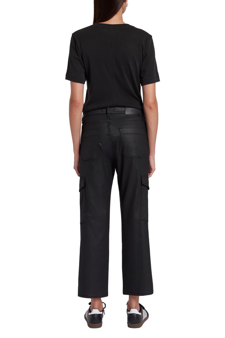 Logan Coated High Waist Ankle Straight Leg Cargo Pants, Alternate, color, COATED BLK