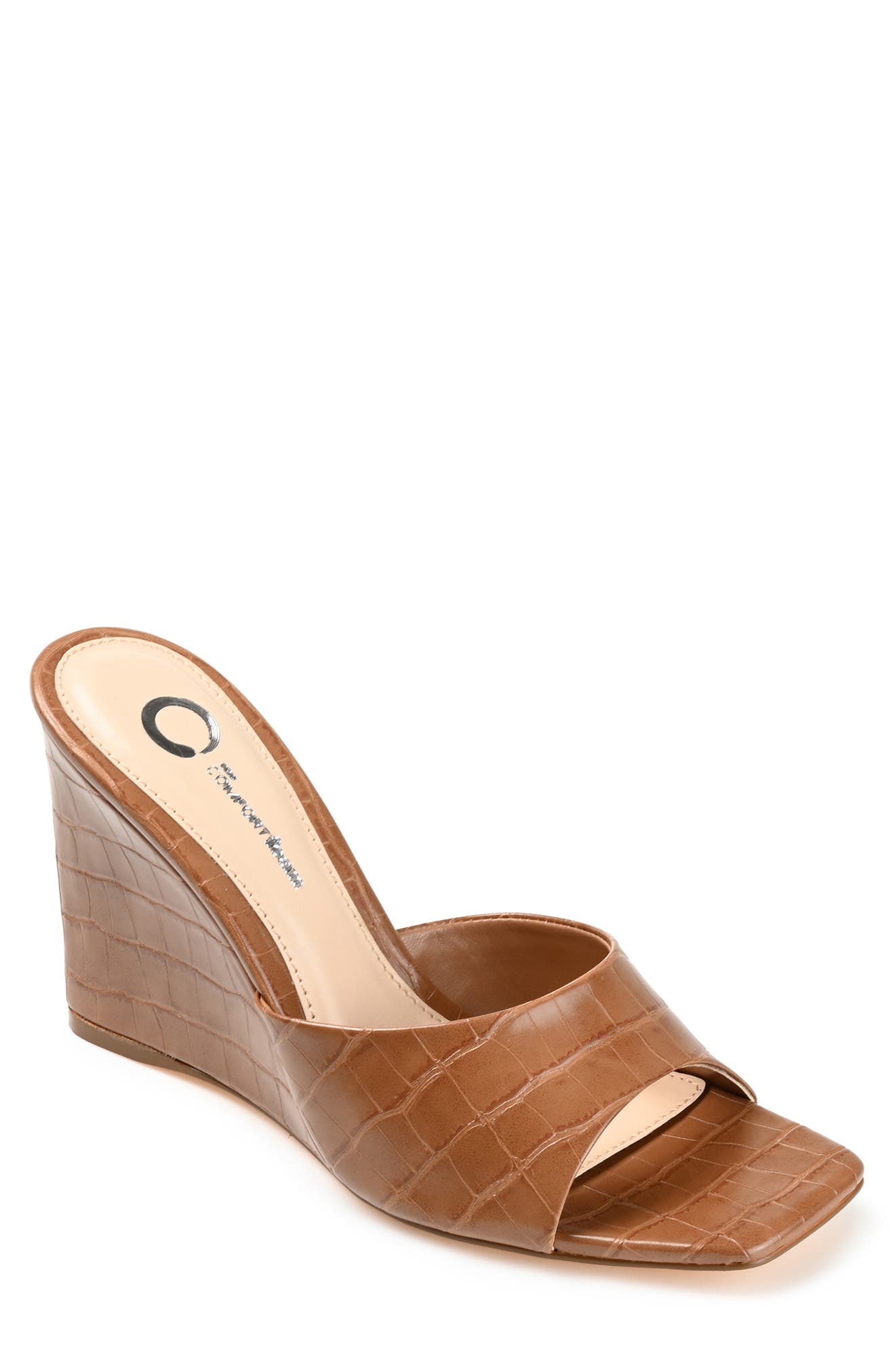 Tru Comfort Foam Vivvy Croc Embossed Wedge Sandal, Main, color, TAN