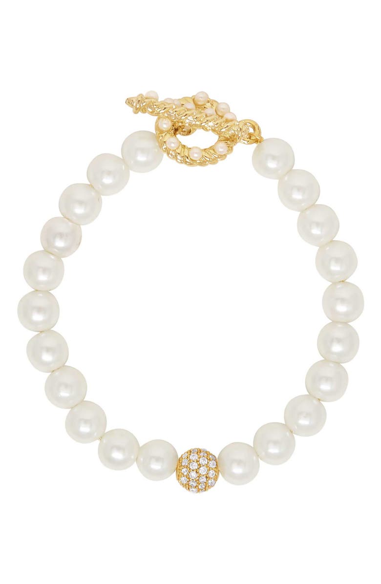 Ettika Pearl Beaded Bracelet, Main, color, Gold