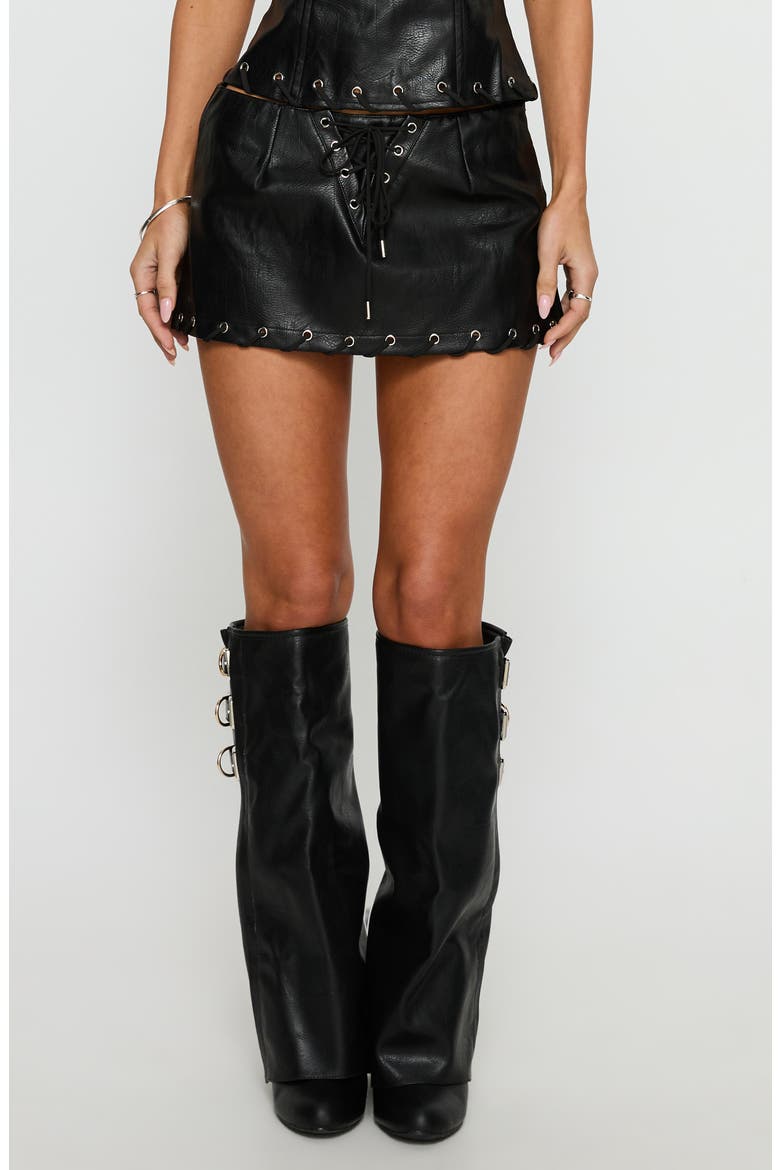 Barricade Grommet Faux Leather Skort, Main, color, BLACK