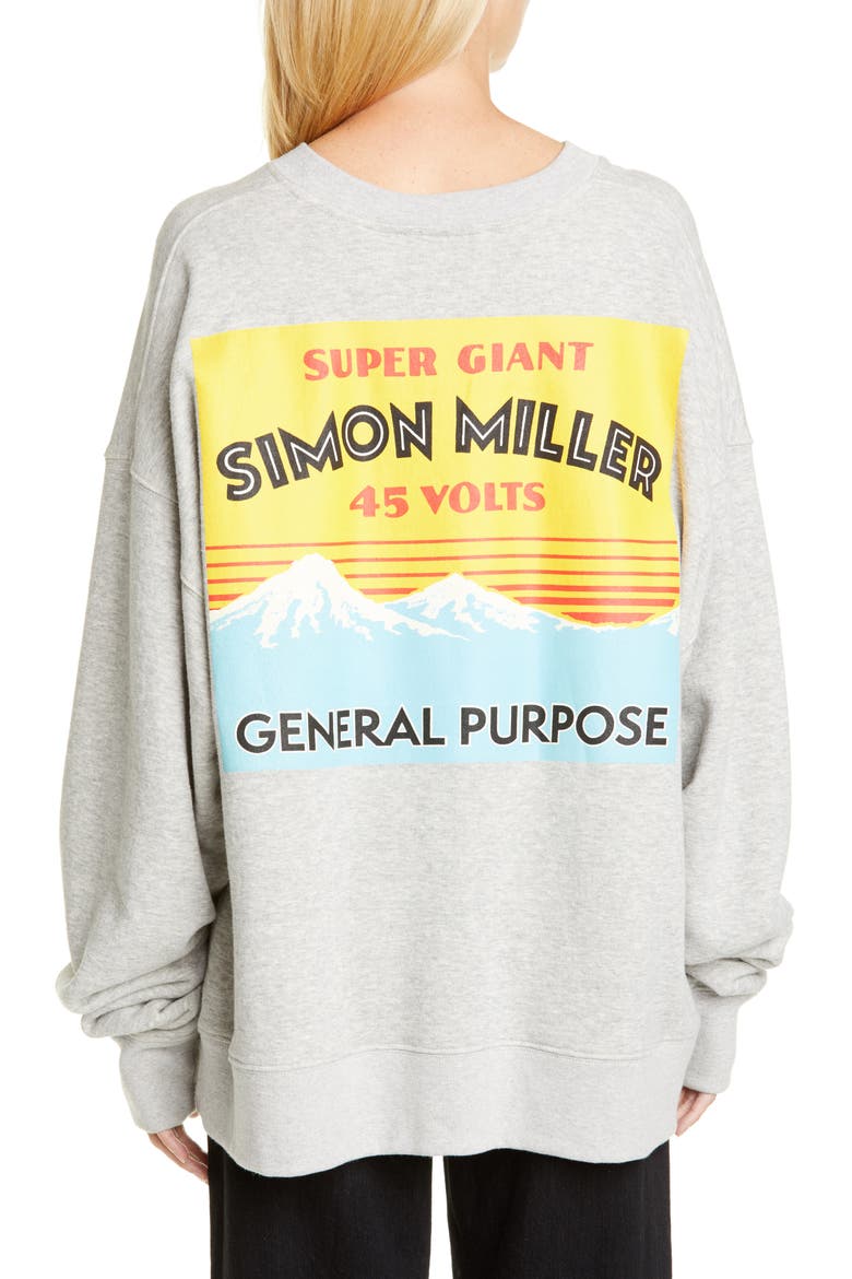 Rista Battery Print Cotton Sweatshirt, Alternate, color, GREY W/ BATTERY PRINT
