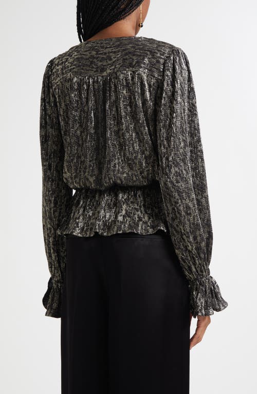 Ramy Brook Jean Metallic Lamé Faux Wrap Top In Black