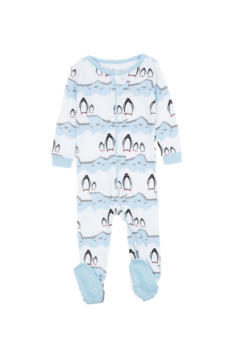Leveret Footed Printed Cotton Matching Family Holiday Pajamas, Argyles & Holiday Prints, Main, color, Penguin