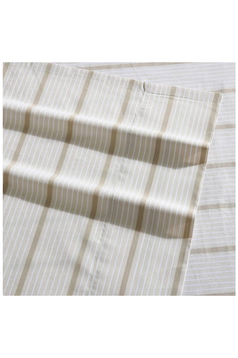 Merrick Stripe 200 Thread Count Cotton Percale Sheet Set, Alternate, color, BEIGE/ SEA WHEAT