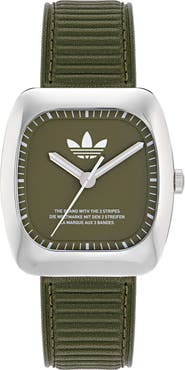 adidas Retro Wave One Leather Strap Watch, 37mm