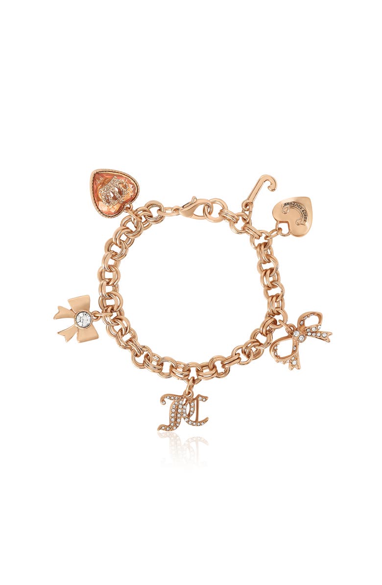 Juicy Couture Gold-Tone Charm Bracelet with Bow and Pavé Details, Main, color, Gold
