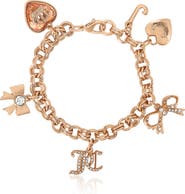 Juicy Couture Gold-Tone Charm Bracelet with Bow and Pavé Details