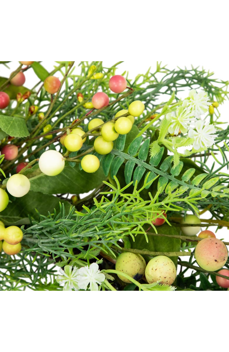 Northlight Berry and Crabapple Fern Foliage Spring Wreath - 22", Alternate, color, Green