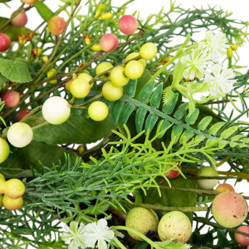 Northlight Berry And Crabapple Fern Foliage Spring Wreath In Green